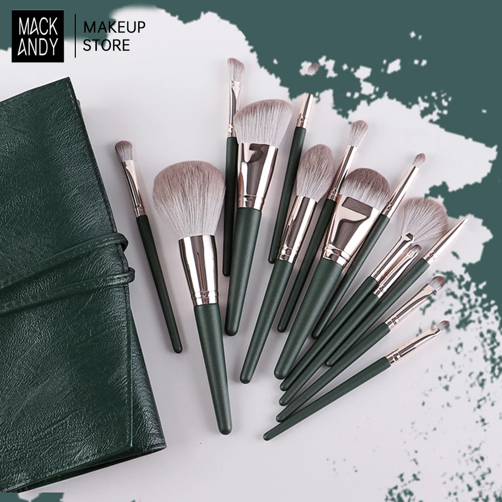 MACKANDY 14Pcs Blending Beauty Soft Fluffy Makeup Tools Cosmetic Powder Eye Shadow Foundation Blush Makeup Brushes With Bag