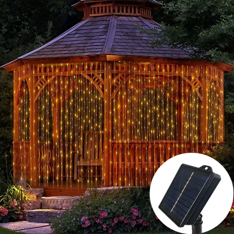 

Patio Backyard Decor Fairy Christmas String Light LED 3/6M Garland Solar Curtain Lights Garden Decoration Outdoor Holiday Light