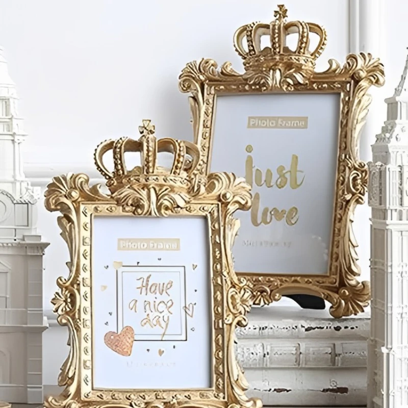 

Crown Photo Frame for Picture Set Baroque Luxury Metal Poster Frames for Pictures Classic Home Wedding Desktop Decoration Crafts