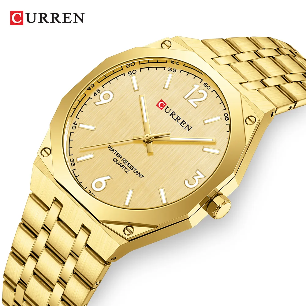 CURREN Men's Quartz Wristwatch Stainless Steel Strap Casual Sports Watch Waterproof Luxury Date Clock