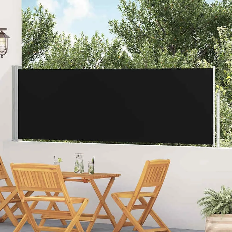 Ausziehbare Seitenmarkise für Terrasse, 100 x 500 cm, schwarz