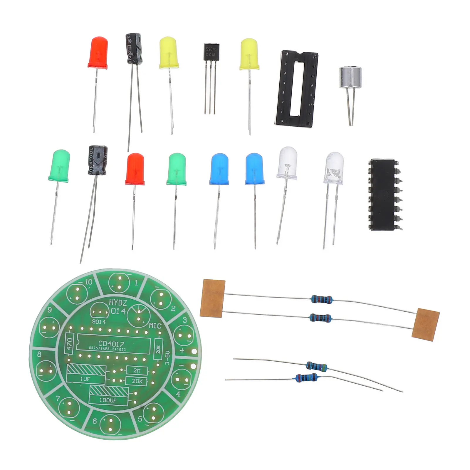 Kit DIY de circuit électronique LED coloré sensible au son et rotatif, avec effet de débit d'eau, pour expérience scientifique