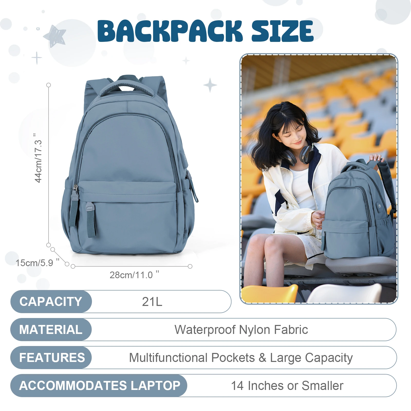 Large Capacity Casual Fashion Backpack, Solid Color School Laptop Backpack, Zipper Simple Cute Student School Bag For Girls Boys