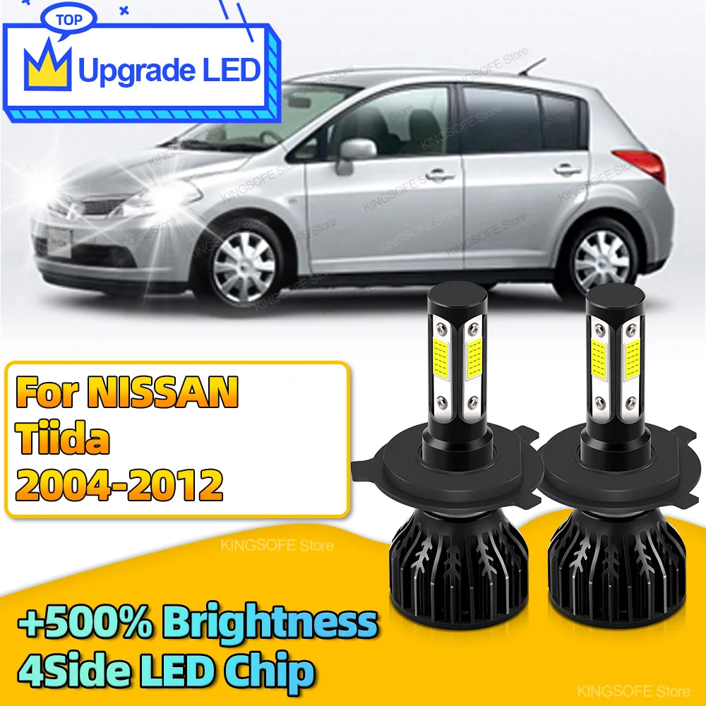 

2Pcs Led Car Bulbs 180W Headlight H4 Auto Lamps 4Side CHip 6000K For NISSAN Tiida 2004 2005 2006 2007 2008 2009 2010 2011 2012