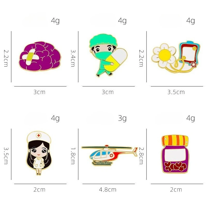 New Style Creative Cute Cartoon Medical Nurse Doctor Series Design Metal Enamel Brooch Pin Badge DIY Clothing Bag Hat  Accessory view 6