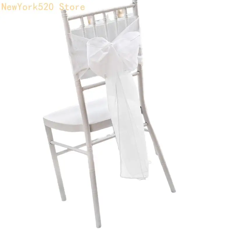 

N84C Chair Sash Bows for Weddings Premium Polyester Chair Bowknot for Banquets and Engagement Parties Sash Cover