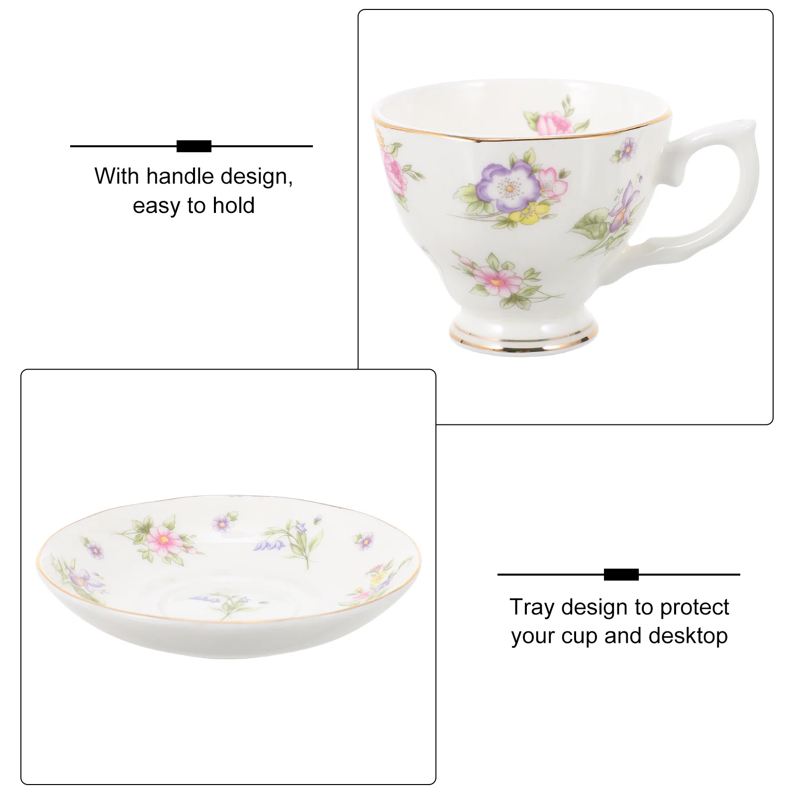 

1Set Bone China Coffee Cup Saucer Set Simple Stylish Home Coffee Tea Milk Milk Cup Afternoon Tea Set Tableware Tray