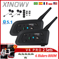 XINOWY V6 PRO 2PCS Motorcycle Helmet Headset Bluetooth Intercom Communicator 1200M For 2 Riders IP65 Waterproof Music Interphone