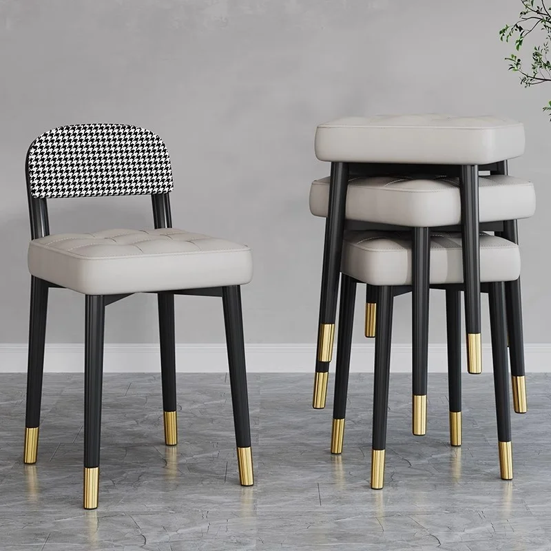 #¥Dining Chair Back Chair Household Small Round Stool Dining Chair Bedroom Nail Dressing Stool