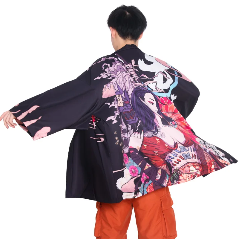 2024 New Women's kimono Cardigan Japanese Mensamurai Costume Anime Kimono Streetwear Male Yukata Harakuju Asian Japanese Clothes