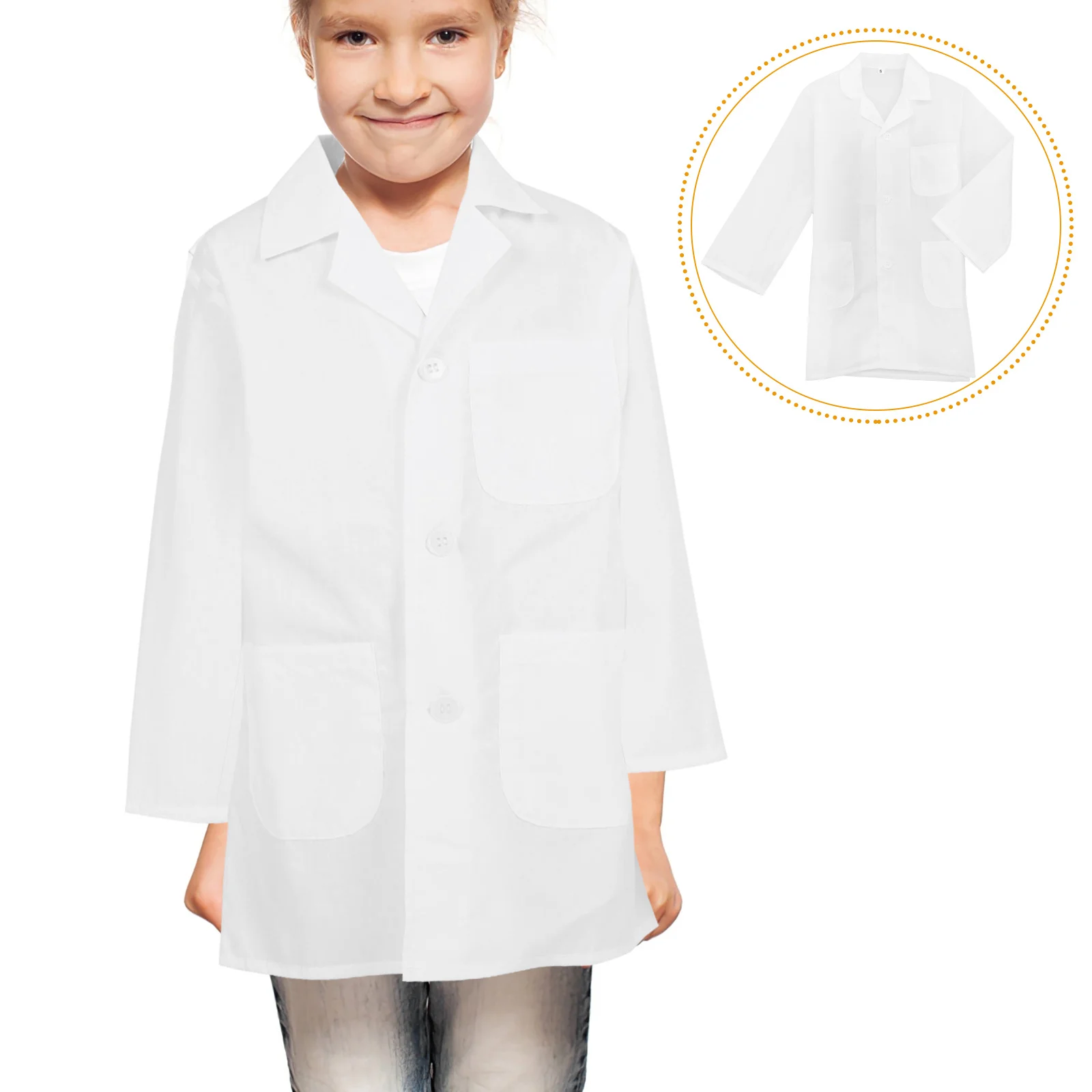 

1Pcs Lab Gown Cotton White Coat Simple Design Easy Put on Doctor Cosplay Uniform for Thin White Coats