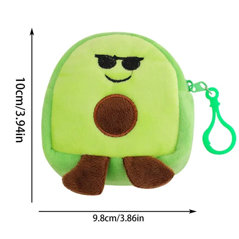 Porte-monnaie en peluche d'avocat mignon, poudres de fruits, petit portefeuille, porte-monnaie de dessin animé, sac en peluche d'avocat, pendentif à la mode