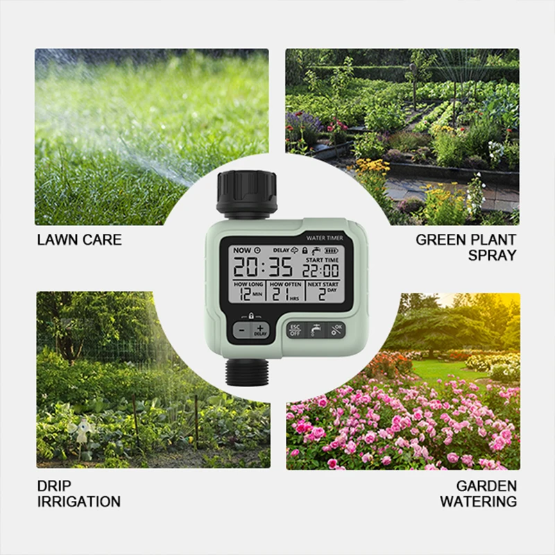 Eshico HCT-322 Garden Outdoor Smart Irrigation Timer Watering System，Programmable Watering Irrigation Timer with Rain Delay/Manu