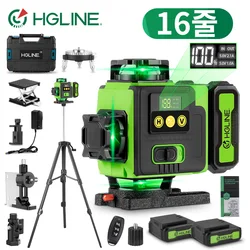 HGLINE 16 Lines Laser Level APP Remote Control Horizontal Vertical Levels Machine Power Display Laser Leveling With 100cm Tripod