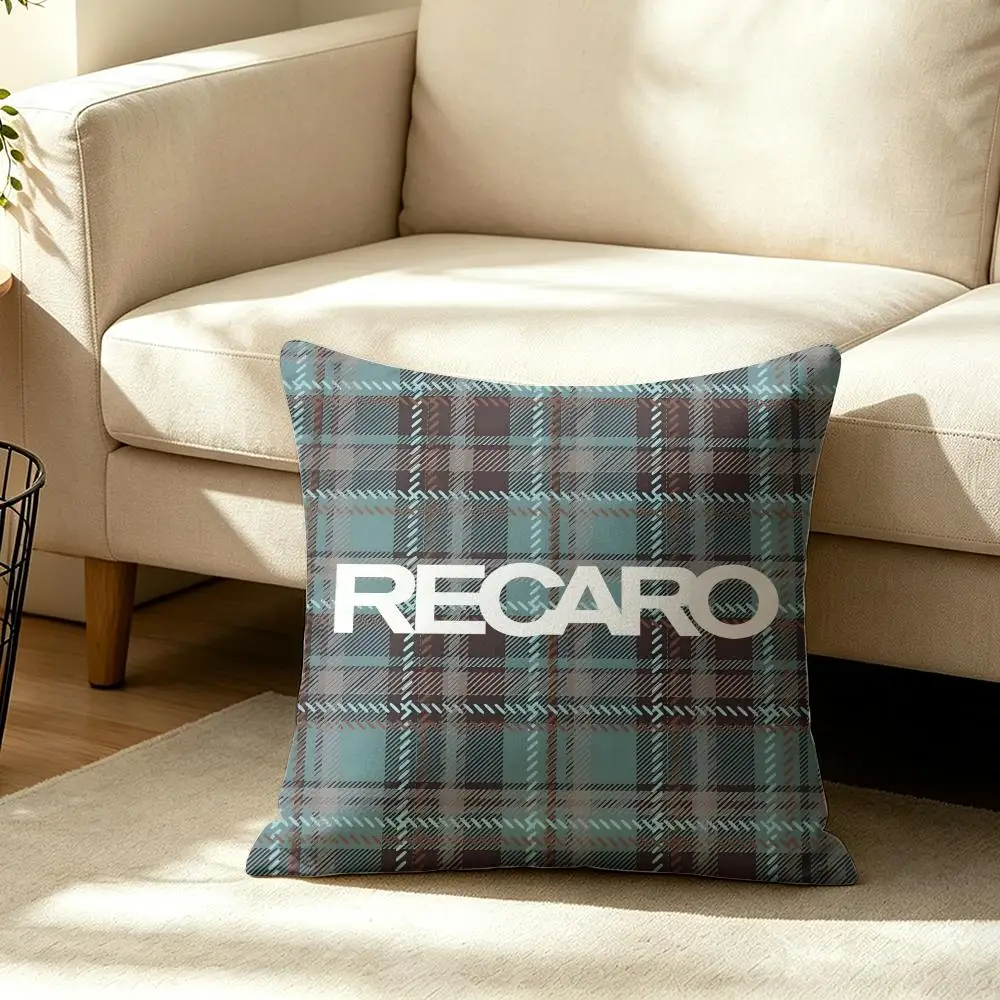 R-Recaros Logo Cushion Cover Breathable Short Plush Pillow Case Wrinkle-Resistant Machine-Washable For Easy Care
