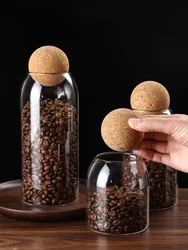 Cork Stopper Glass Sealed Jar Coffee Beans Dried Fruit Storage Box Kitchen Food Multigrain Storage Jar Creative Cork Tea Jar