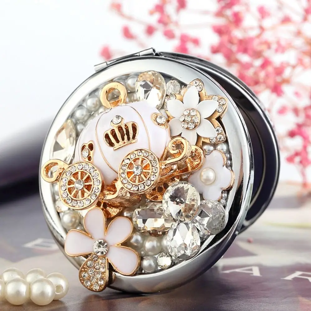 Lip Exquisite Mirror Creative Metal Gliter Pocket Mirror Double-sided Crystal Portable Mirror Students