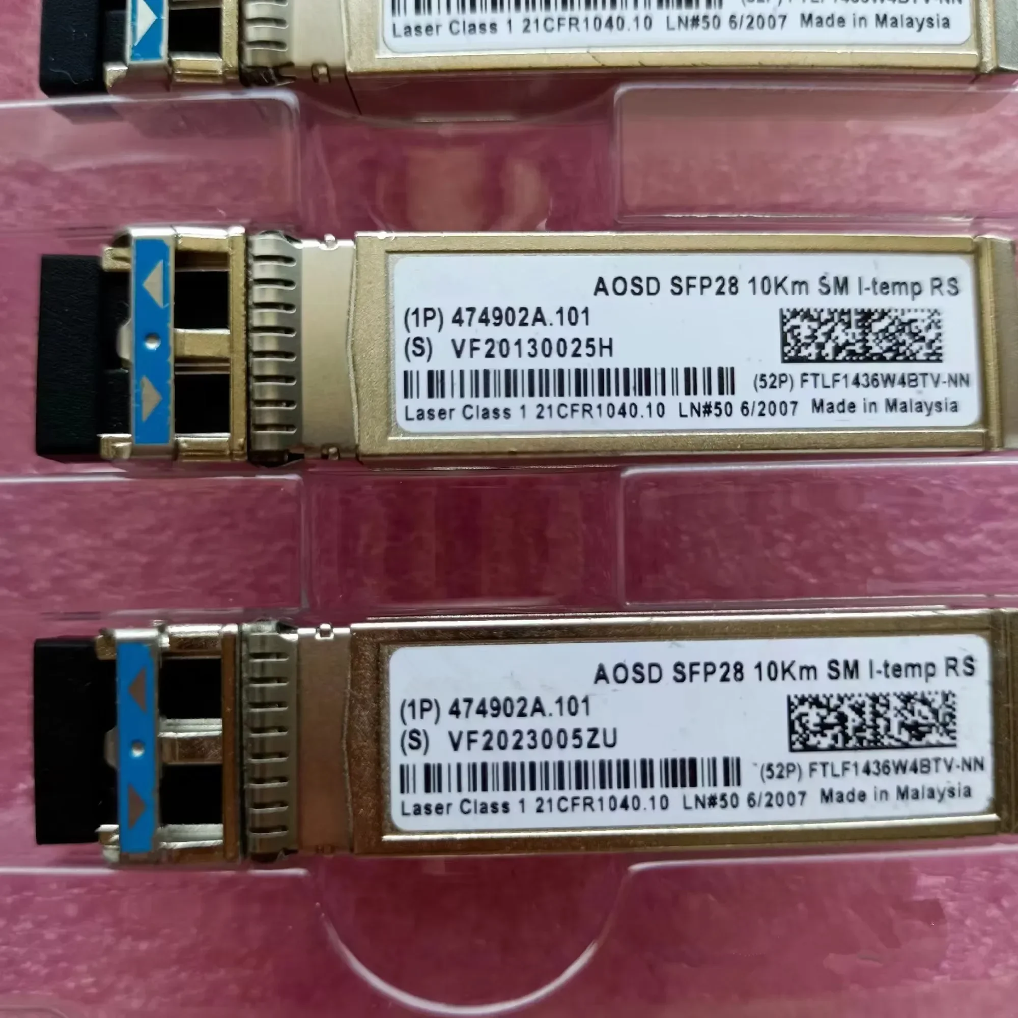 FTLF1436W4BTV-NN Fiber Module 10KM SFP 25GB Transceiver AOSD SFP28 25G 10KM SM 474902A.101 10KM Optical Switch