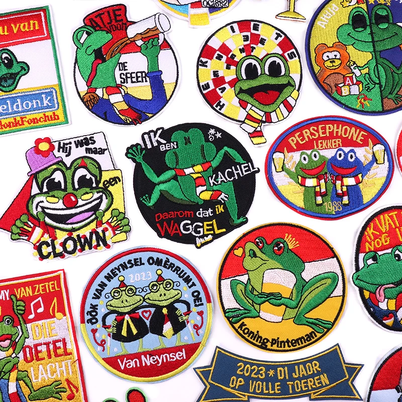 Netherland Oeteldonk Emblem Patch Sewing Embroidery Patch Frog Carnival For Netherland Patches For Clothing Iron On Patches DIY