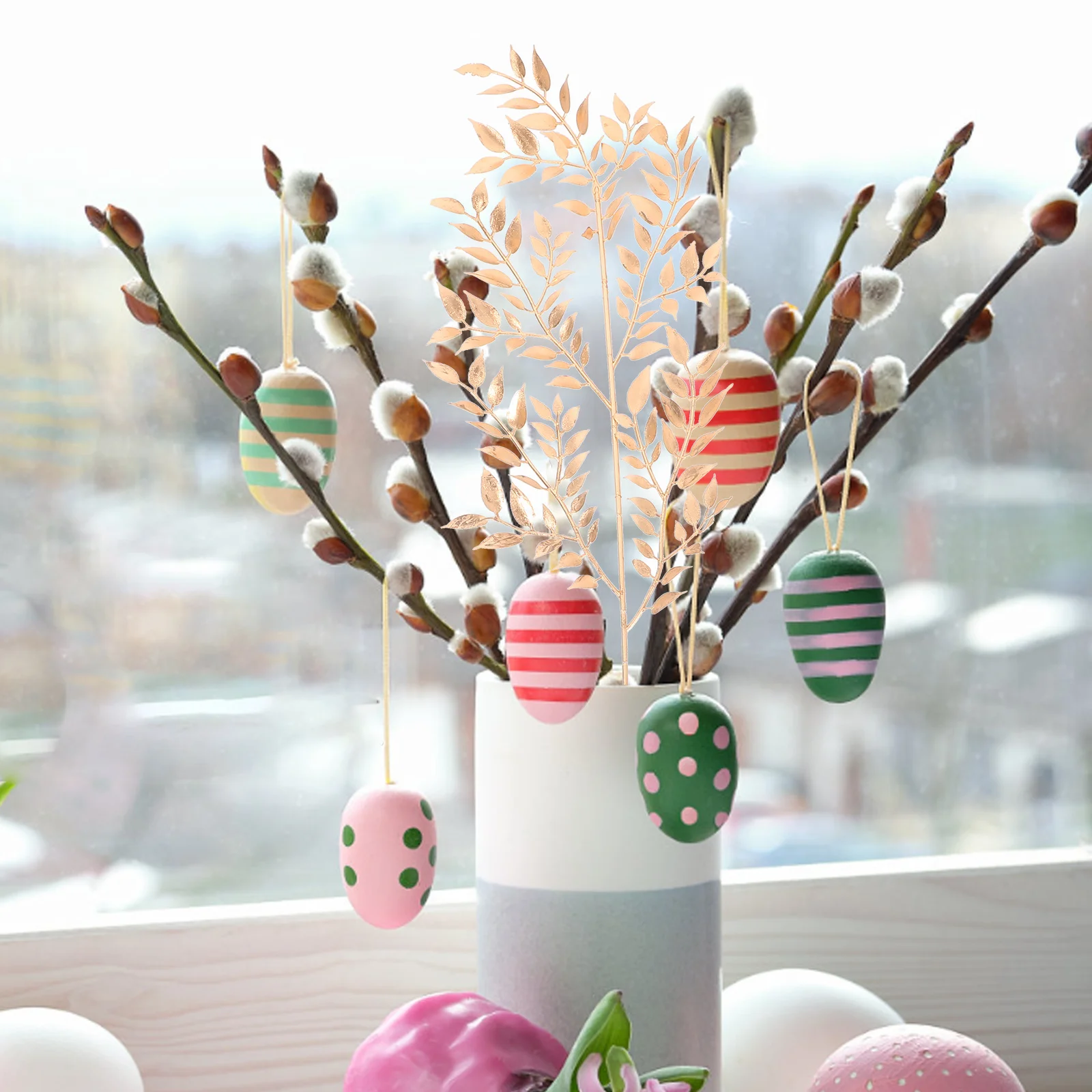 

10Pcs Artificial Golden Leaf Stems Plastic Faux Branches Wedding Decor Vase Floral Picks Fake Leaf Ornaments Home Decoration