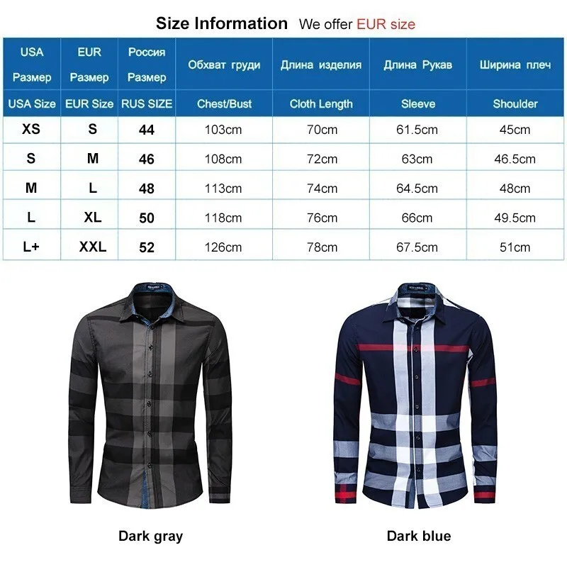 Casual Vertical Plaid Shirts Mens Chemise Homme Men\'s Shirt 2021 Long Sleeve Casual Slim Fit Shirts 100% Cotton Shirts 199