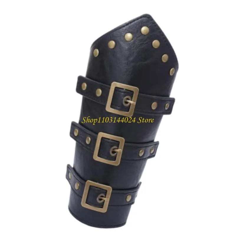 

N5KE 1pair Medieval Styles Leather Arm Guards Men Role Playing Costume Wrist Bracers for Men and Women