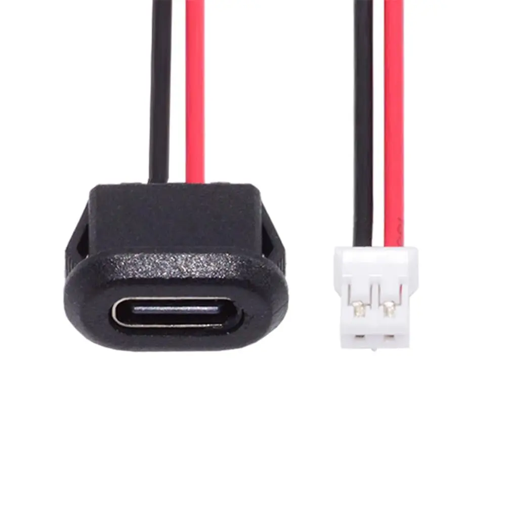 5pcs Type-C Female Chassis Waterproof 2P Solder Wire Type USB C Pigtail Cable USB-C Plug to 2 Pin Bare Wire Open End Connector image 6