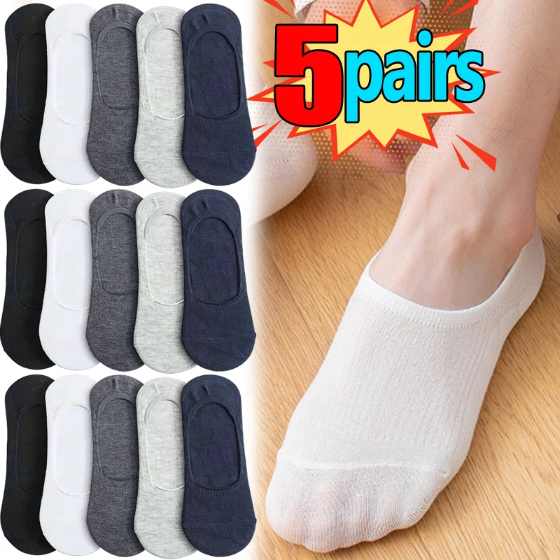 

Men's Boat Socks Summer Short Ankle Sox Black White Solid Cotton Deodorizing Sweat-absorbing Thin No Show Breathable Sport Sock