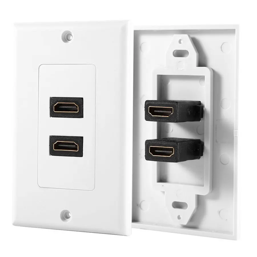 HDMI 2-Ports Wall Face Plate Panel Outlet 1080p Cover Coupler Socket HOT