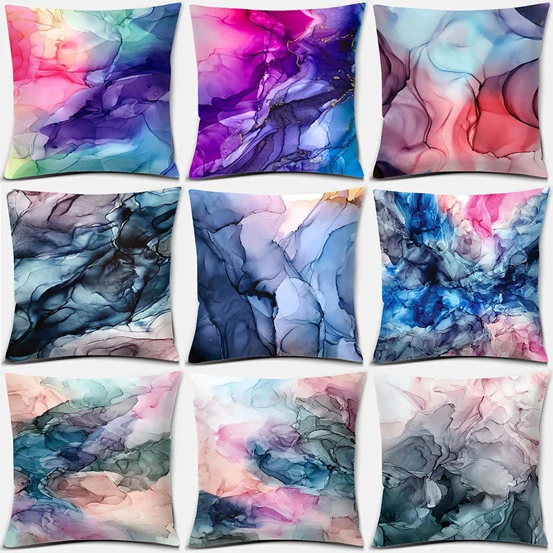 

Modern Colorful Ink Art Series Printed Square Pillowslip Polyester Cushion Cover Pillowcase Soft Car Seat Living Room Home Decor