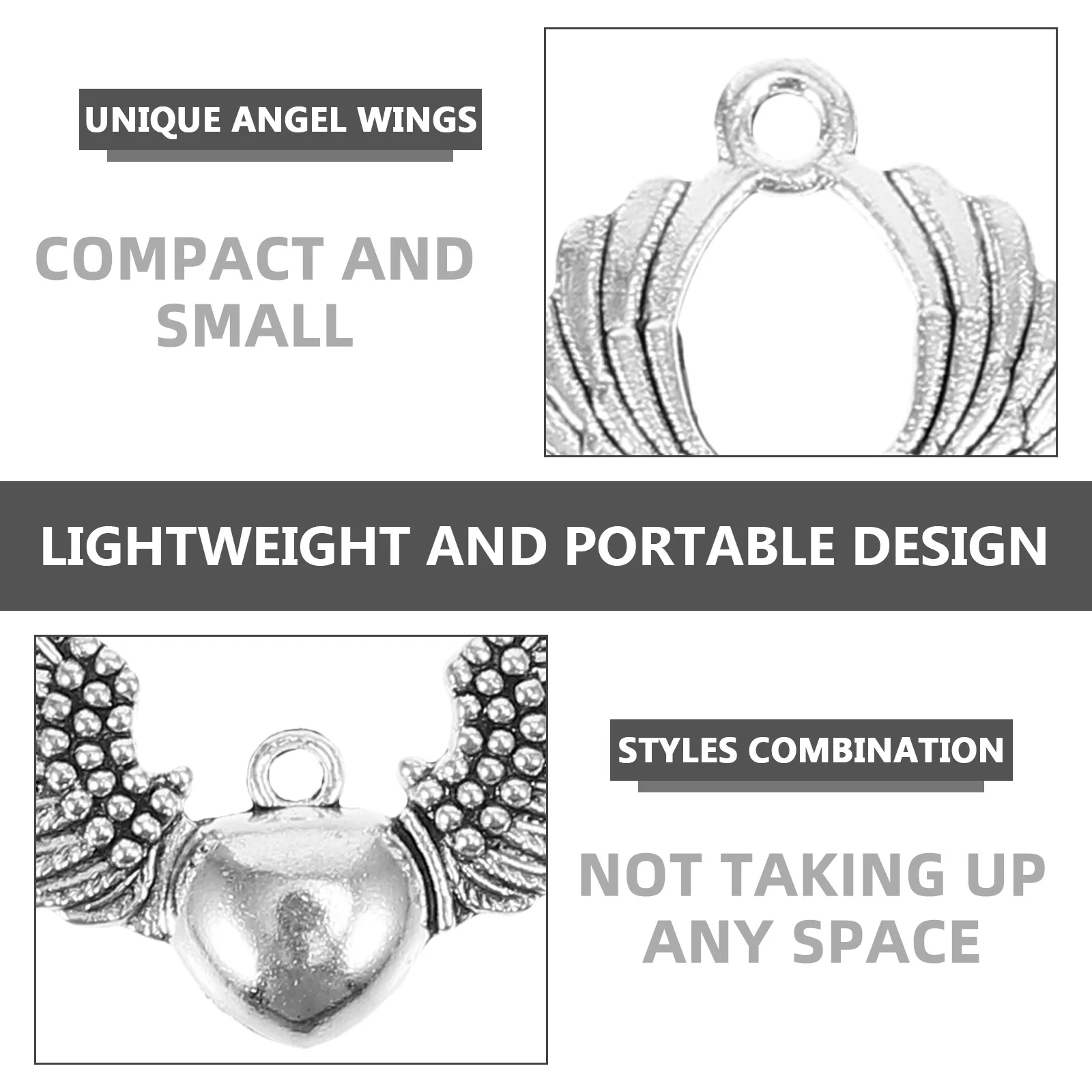 

35pcs Alloy Jewelry Accessories for DIY Earrings Necklaces Bracelets Compact Storage Angel Wings Shaped Findings Gifts