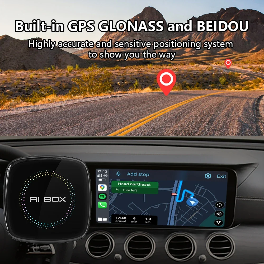 متوفر في المخزون 8 128 جيجا بايت Carplay Ai Box محول لاسلكي Miracast Mirroring 2025 Android Auto 8gb ram مع netflix و youtube Capabili