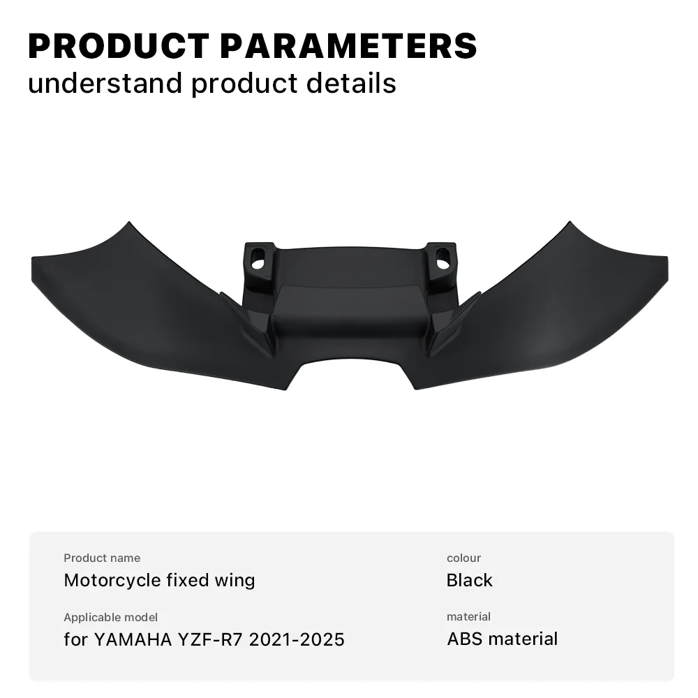 For YAMAHA R7 2021-2025 Motorcycle Beak Winglet Downforce Naked Frontal Spoilers Front Lower Lip Spoiler Fixed Wing
