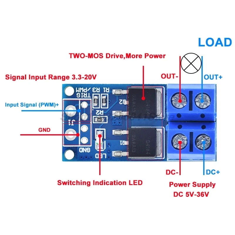 15A 400W MOSFET Trigger Switch Drive Module PWM Regulator Control Panel DC 5V-36V Electronic Switch Control Board for arduino