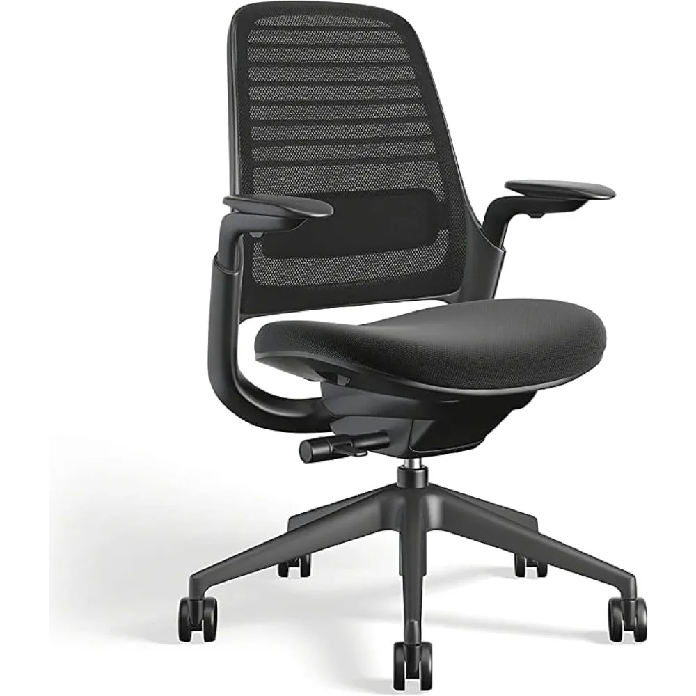 

Ergonomic Work Chair with Wheels for Carpet - Weight-Activated Controls, Back Supports & Arm Support - Easy Assembly