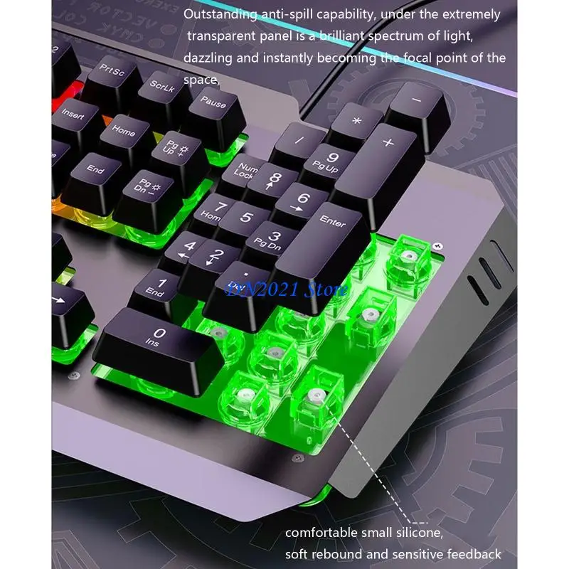 

F3KE DS600 Ergonomic Corded Keyboard With 19 Anti Ghosting And Anti Slip Design