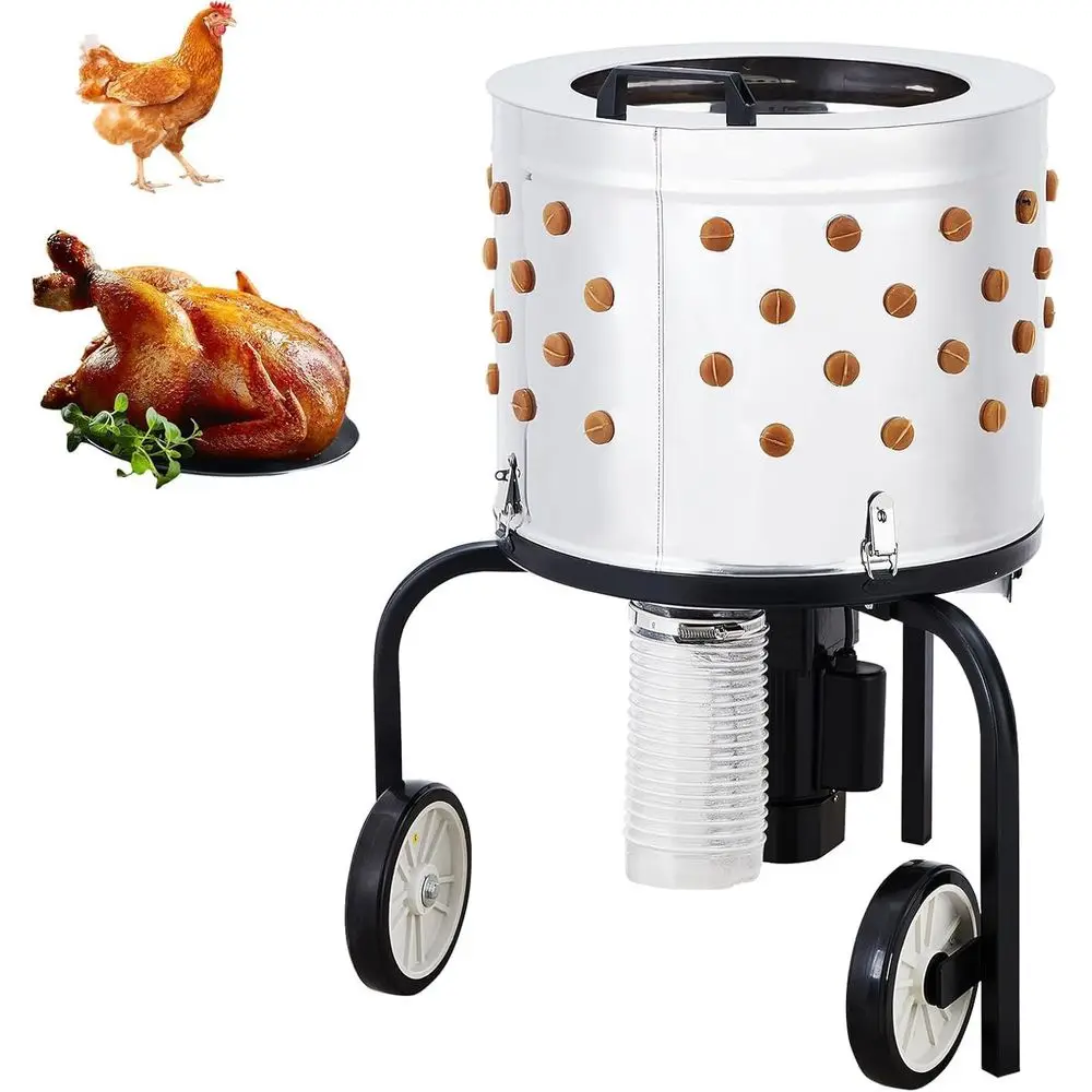 

20 Stainless Steel Chicken Plucker with 106 Claws, Wheeled for Farm & Home Use
