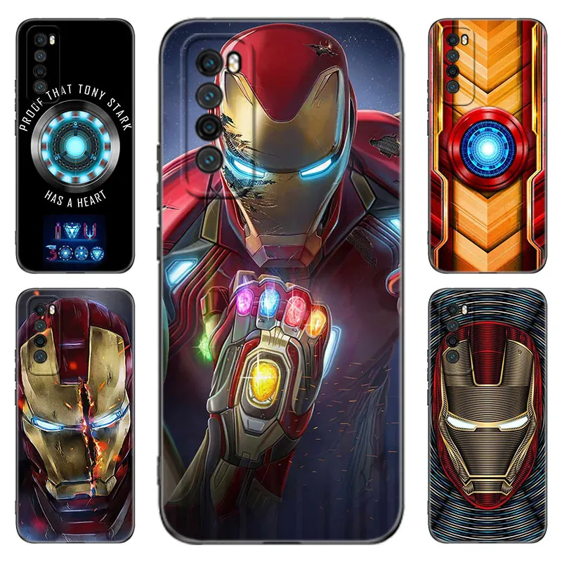 Marvel iron Hero Black Silicone Phone Case For Huawei Nova 12 11 Ultra 10 9 SE Pro 12i 11i 11E Y60 Y61 Y70 Plus Y71 Y72 Y90 Y91