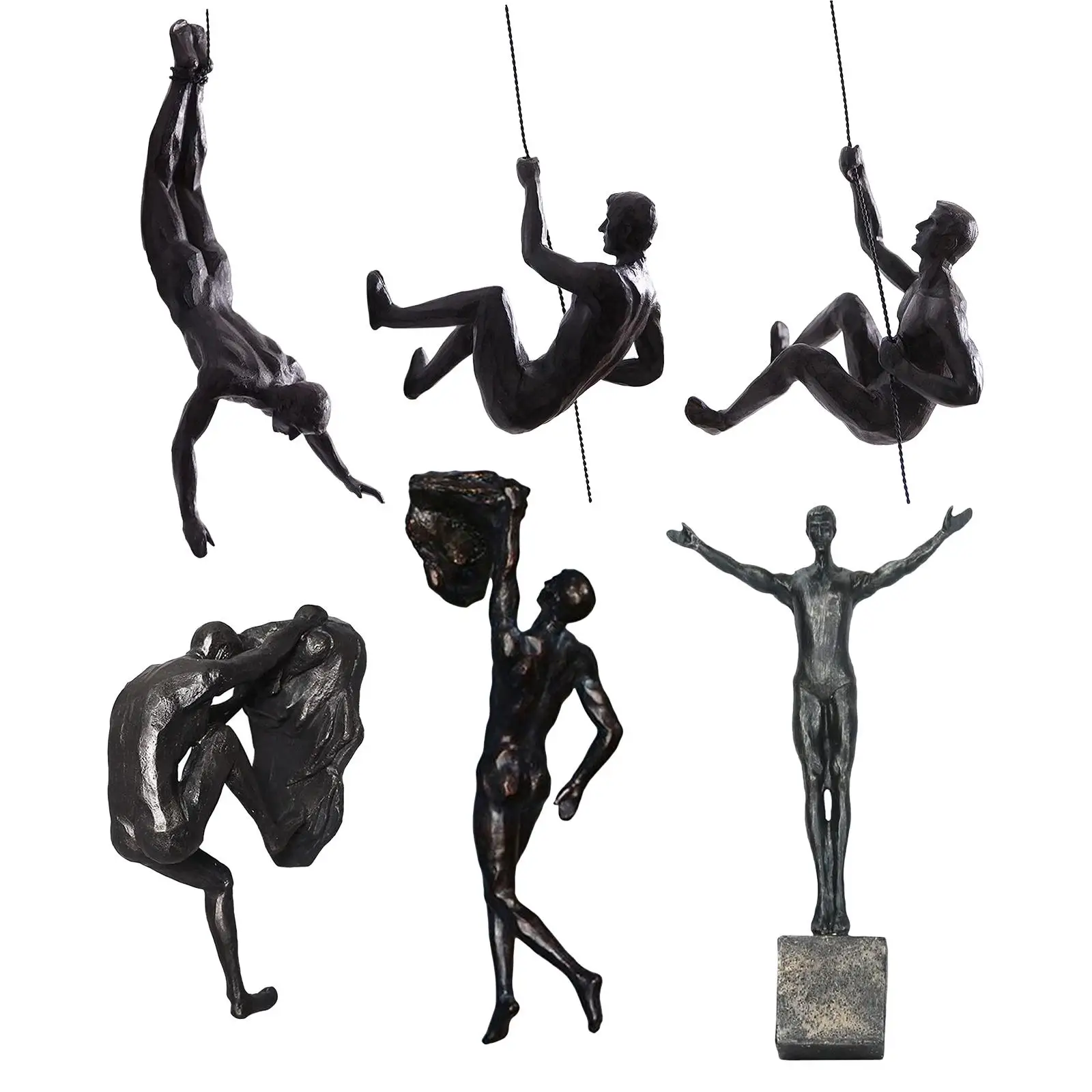 

Простота скульптуры из смолы, ручная отделка, скульптуры альпинистского человека для украшения дома