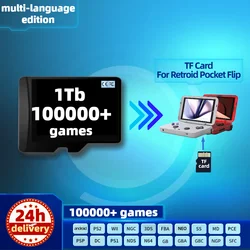 Cartão de jogo TF para bolso Retroid 3, memória Flip Plus, todos os emuladores, jogos pré-instalados, PS2, console portátil PSP, portátil, 1T, 512G