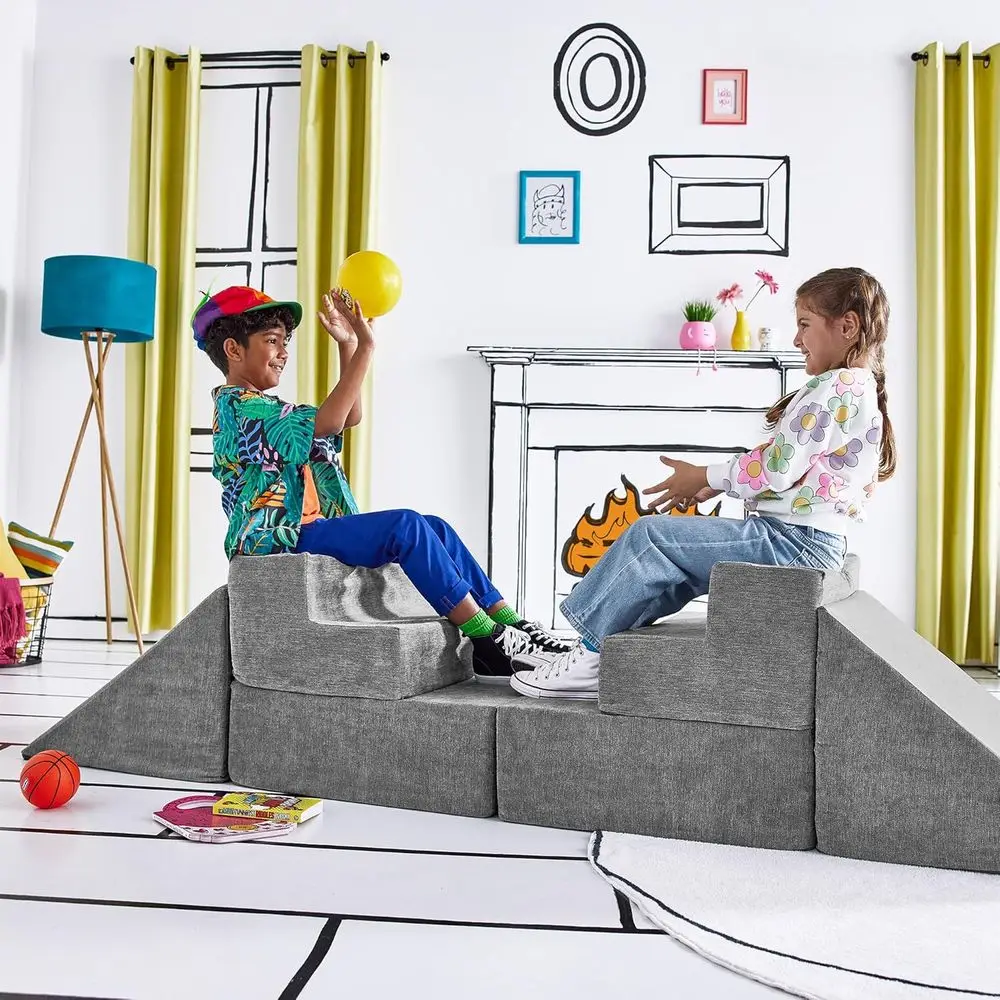 

Yourigami Kids and Toddler Play Gym, Playroom Couch Set, Durable ular Design, Mountain Gray