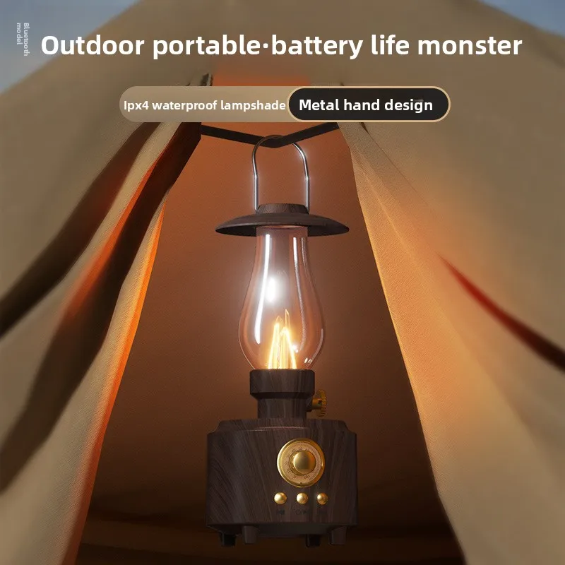 Custom Bluetooth speaker with retro FM wireless radio, USB flash drive slot, and outdoor night light function.