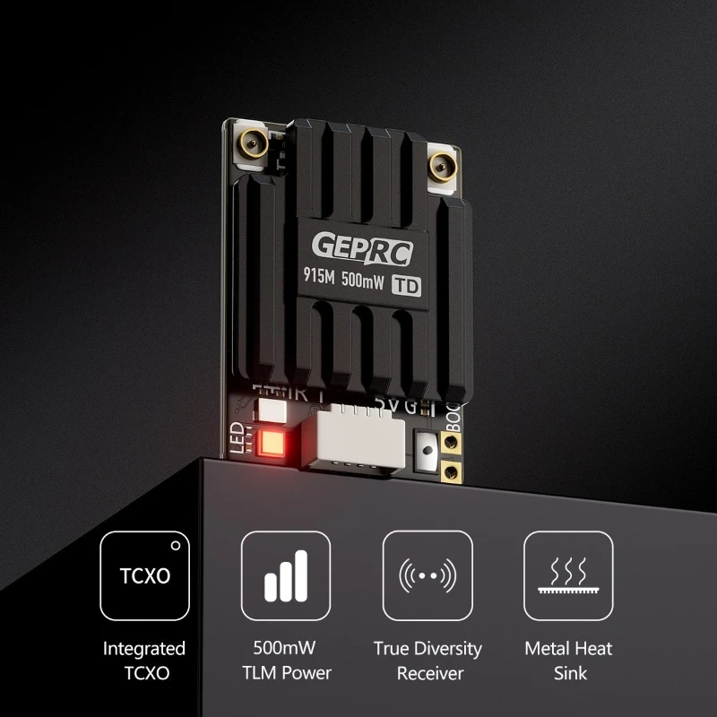 

GEPRC ELRS Dual PA500 Diversity Receiver - 915M 500mW PA Chip WIFI CNC Alloy Shell for FPV RC DIY Part