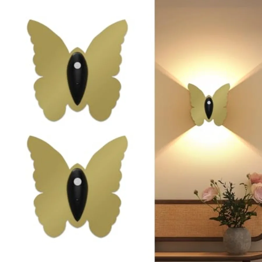 Magnetic Motion Sensor Wall Light: 5000mAh Rechargeable Battery Powered Wall Sconce Set of 2 with Remote, 3 Colors Wireless Wal