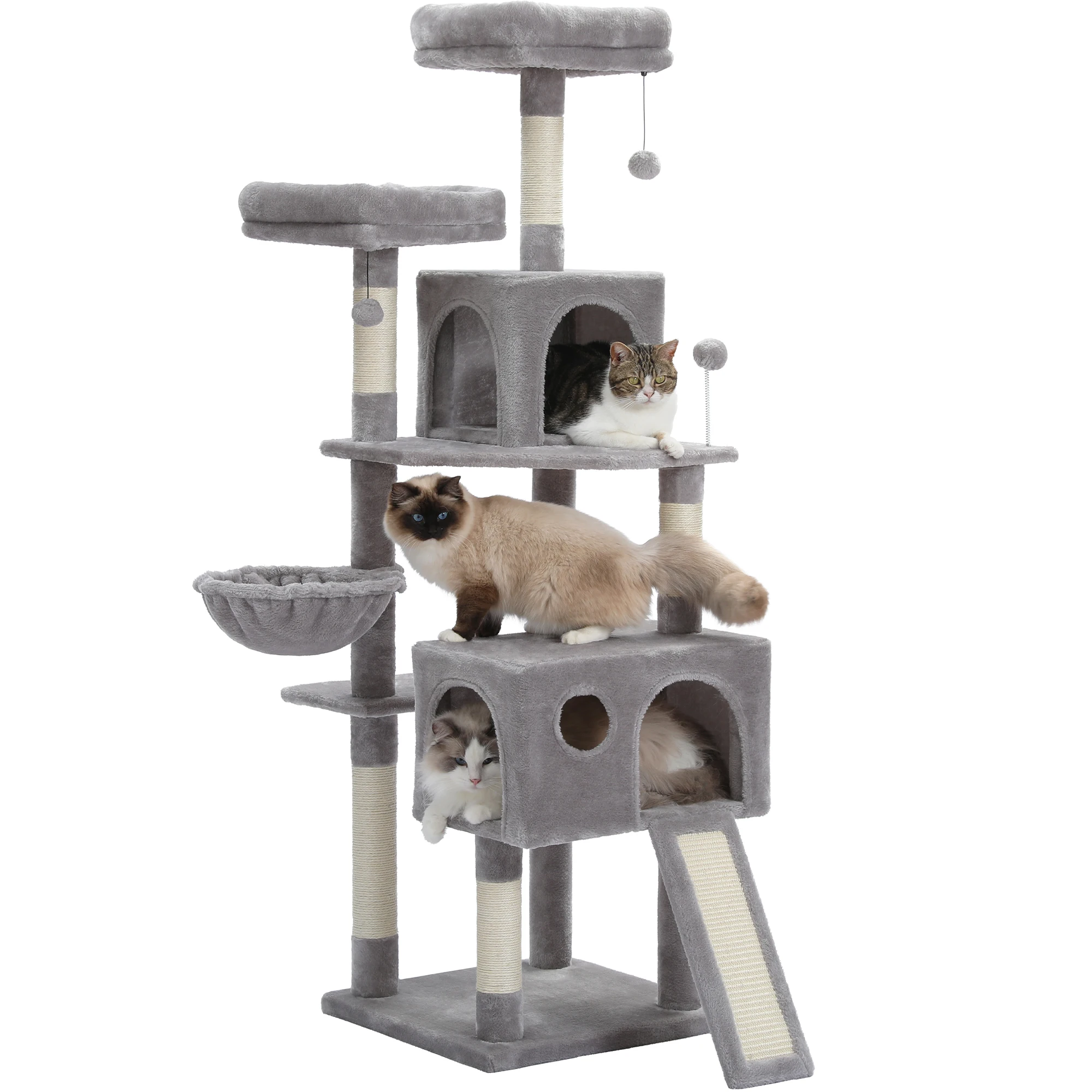 Imagem -05 - Árvore de Gato Multi-nível para Gatos com Poleiros Aconchegantes Estrutura de Escalada de Gato Estável Placa de Arranhões Brinquedos Móveis para Gatos