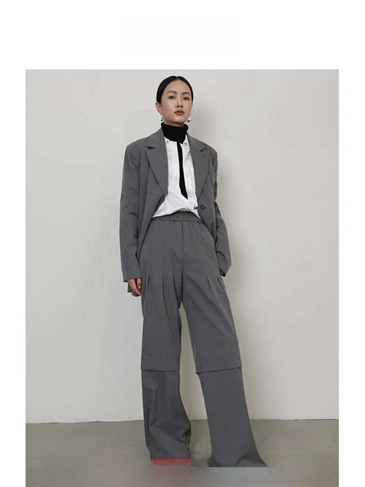 

WenYu Women's Fashion Suit Set Wide Leg Pants Two Piece Outfit Spring Collection Stylish Elegant Streetwear Polyester Blend