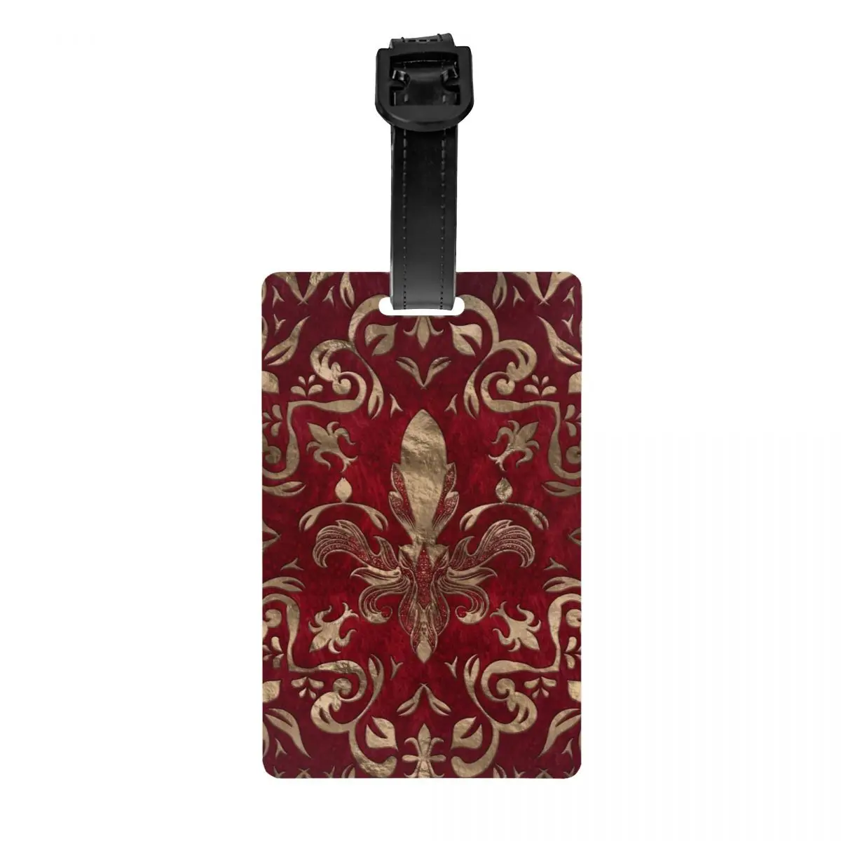 Custom Luxury Lily Flower Fleur-De-Lys Luggage Tag With Name Card Fleur De Lis Privacy Cover ID Label for Travel Bag Suitcase