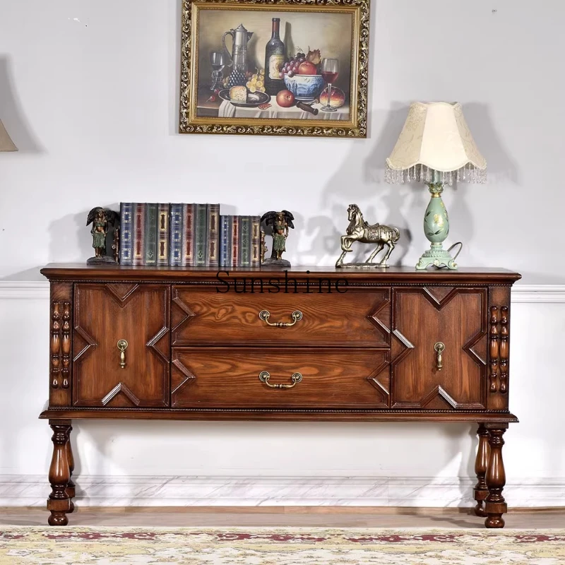 

American dining side entrance wine cabinet living room solid wood living room foyer partition simple