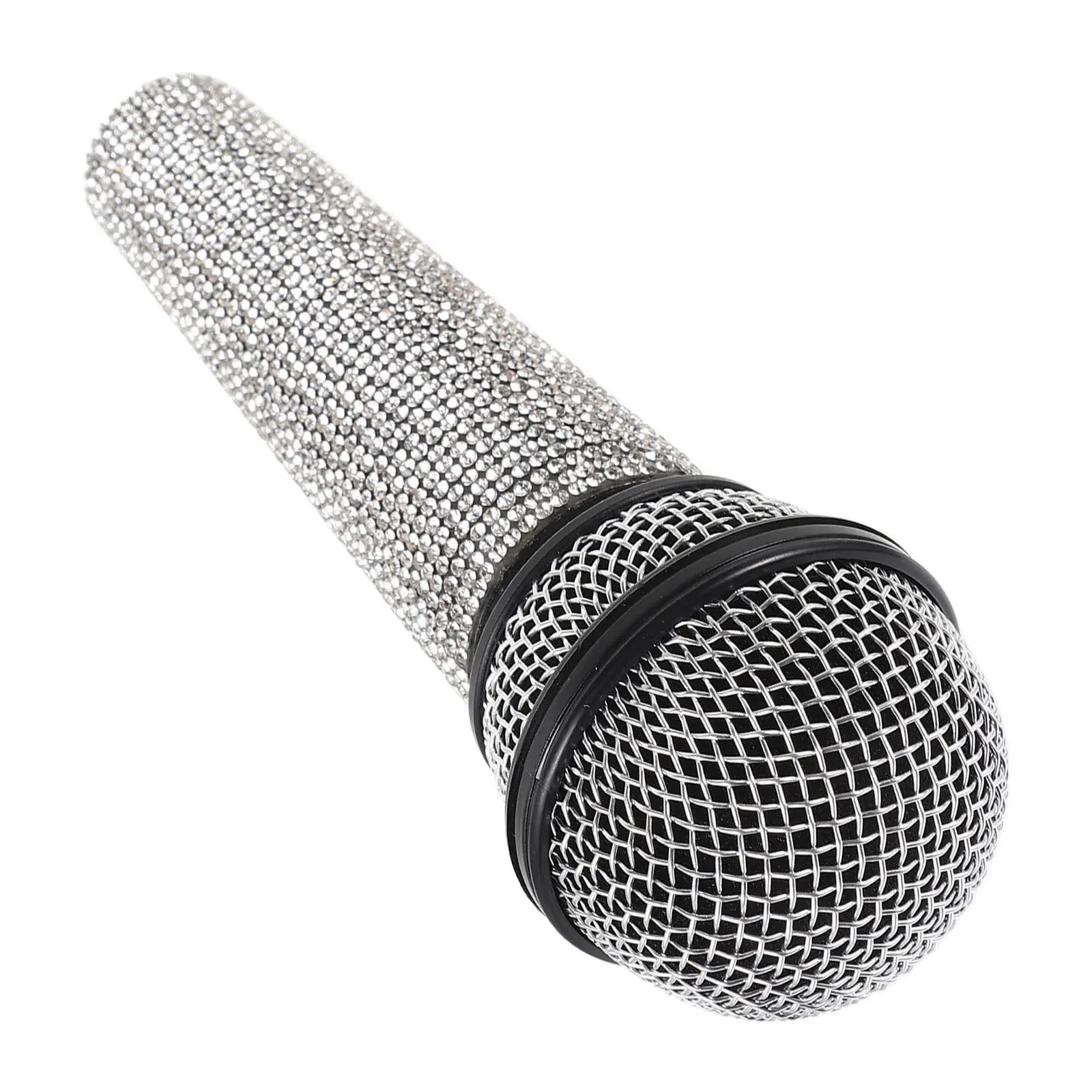 

Rhinestone Microphone Prop for Kids Sparkly Pretend Stage Performance Mic Lightweight Ergonomic Design Realistic Simulation Prop