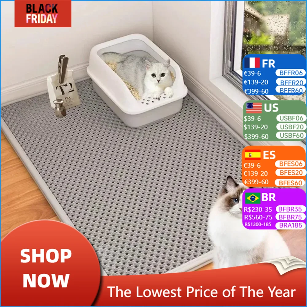 

Cats Litter Mat Double Layer EVA Cat Litter Pad Large Hole Anti-Slip Sand Bowl Filter Mat Kitten Dog Toilet Pad Cats Accessories